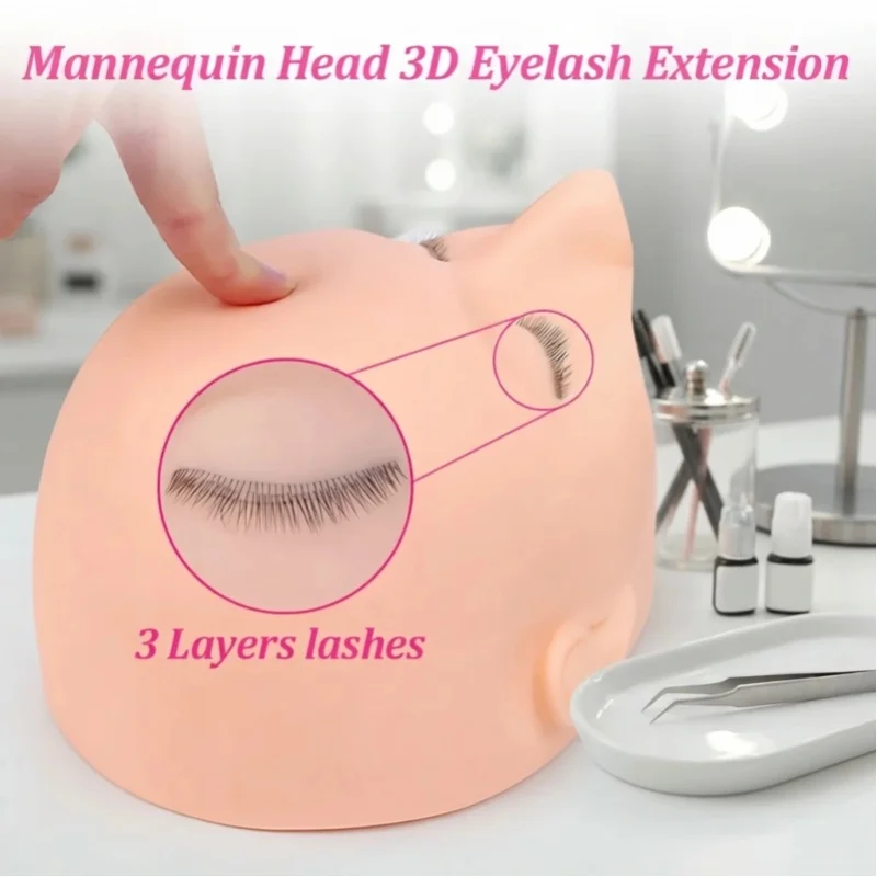 3-lagiges Wimpern-Übungsmodell, Wimpern-Make-up-Werkzeug, Trainingsset für Wimpernverlängerung