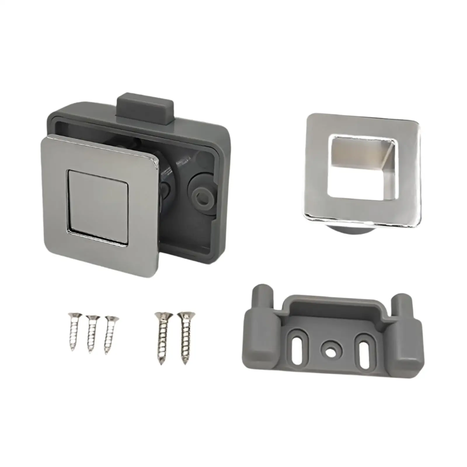 Push Button Latch Lock Keyless Sturdy Accessory 15mm Thick Door Panels Furniture