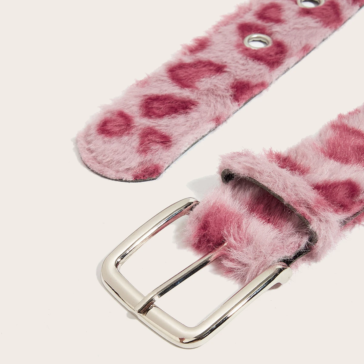 Gothic Y2K Frauen Gürtel Mode Künstliche Lebendige Tier Pelz Bund Damen Hip hop Punk Zubehör Rosa Jeans Bund winter – Detail 5