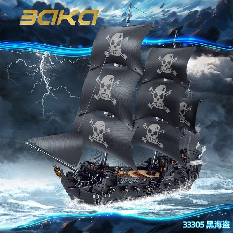 New 33305 3839pcs MOC Idea the Black Pearl Pirate Ship Building Blocks Bricks Assembling Model Toys for Boys Birthday Gift Set