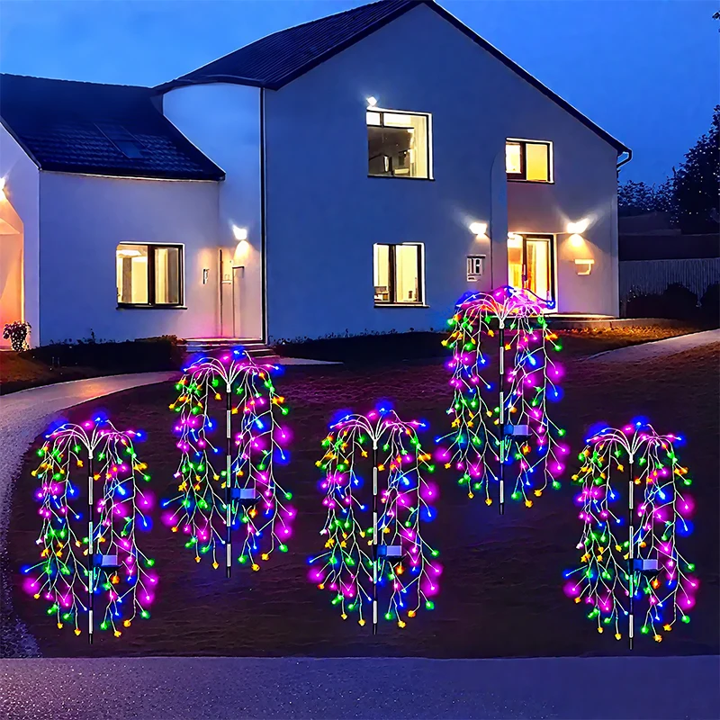 Outdoor LED Firework Christmas Decor Solar Lights Waterproof Garden Party Fairy Solar Lights for Landscape Lawn Pathway Patio