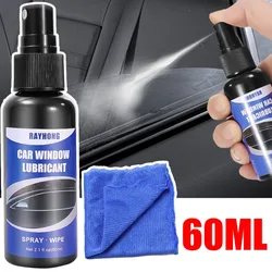 Lubricante para ventana de coche, tira selladora de techo solar, espray de lubricación, suavizante, herramienta de mantenimiento, vidrio de elevación, elimina el ruido, 60ml