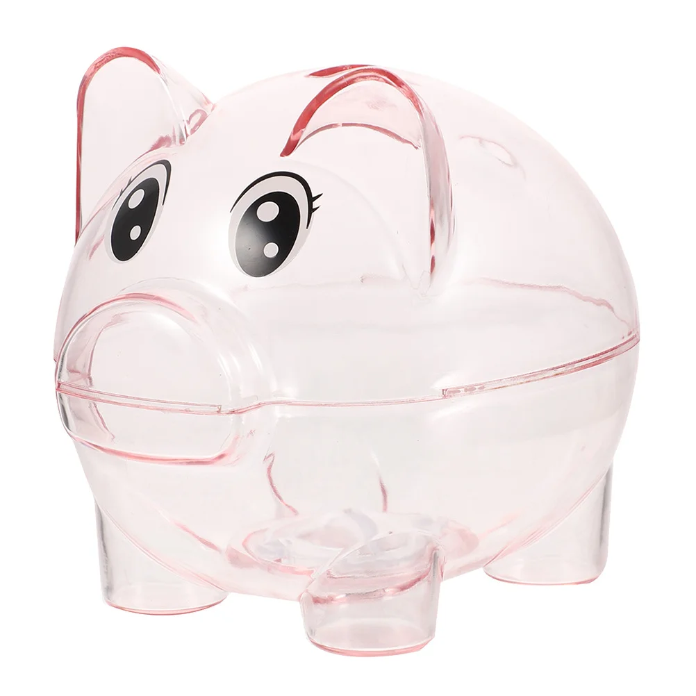 Grande cofrinho transparente para crianças, jarra de economia de moedas, pote de dinheiro de mesa, suporte decorativo rosa, cofrinho infantil