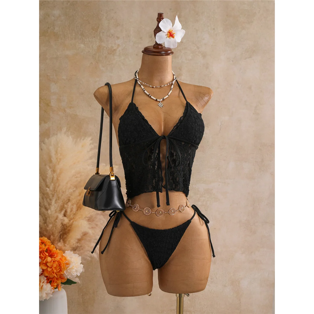 Tankini mit Blumenmuster, Neckholder-Bikini, Damen-Badebekleidung, zweiteiliger Bikini-Set, gepolsterter Badeanzug, Badeanzug, Schwimmbekleidung V8399 – Detail 11