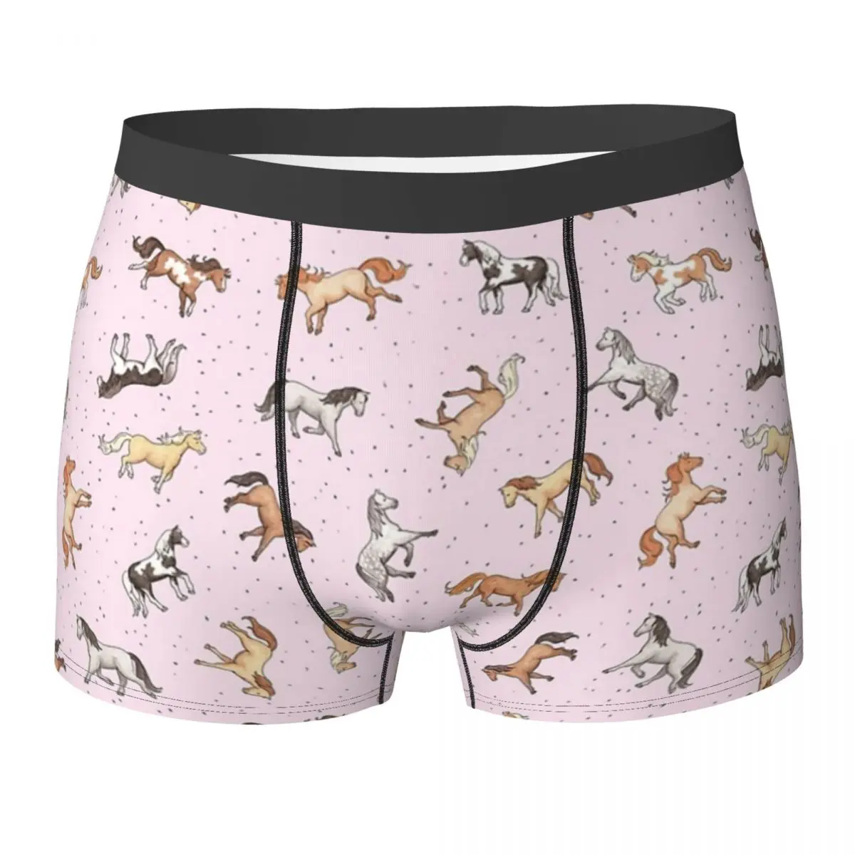 Boxer Underpants Shorts Scattered Horses Spotty On Cherry Blossom Pink Panties Men's Underwear for Homme Man Boyfriend Gift