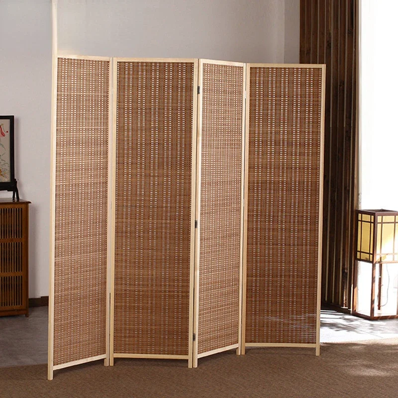 Bamboo court standing screen, modern minimalist tea house, hotel private rooms, private rooms, movable folding and sliding bambo