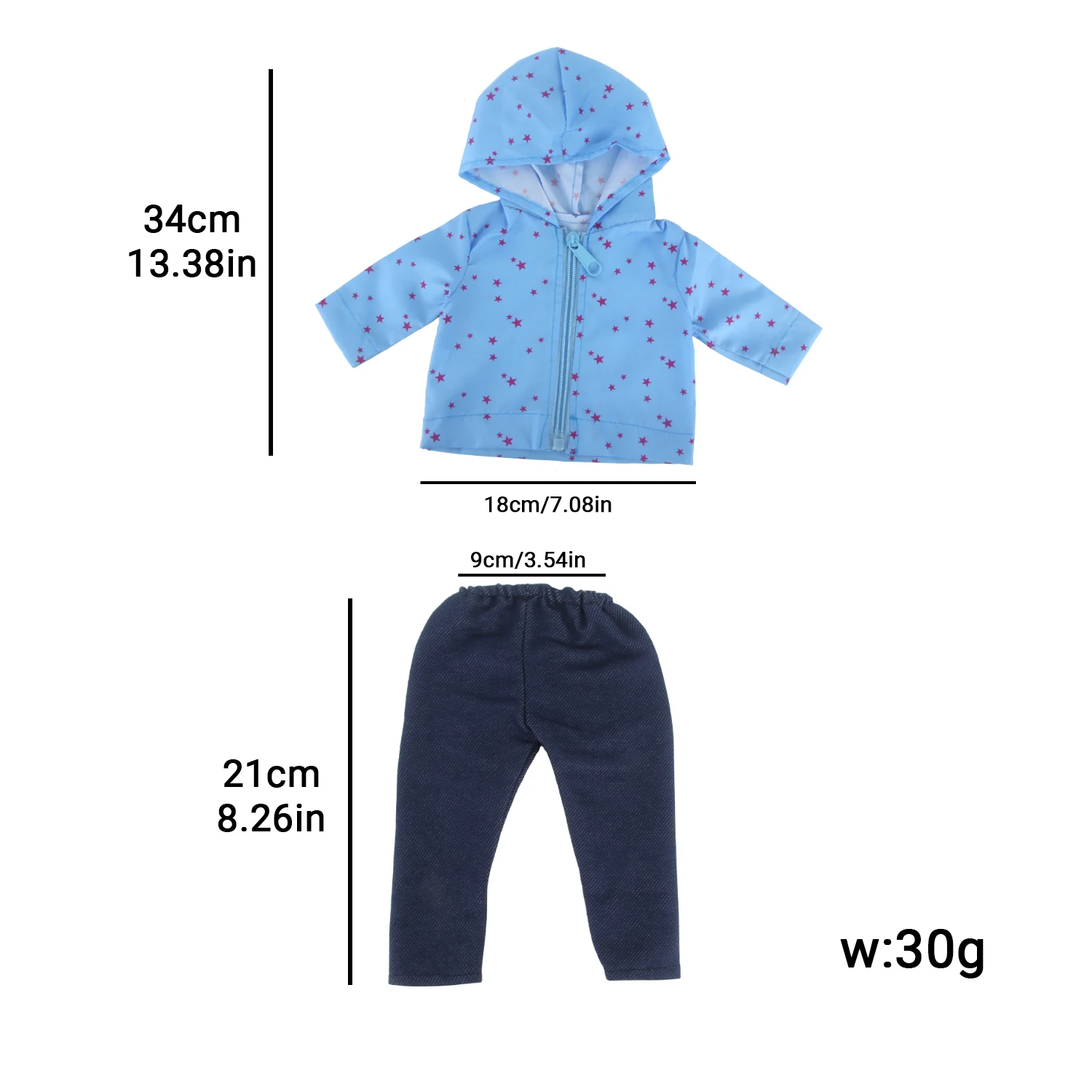 Cute Star Doll Accessories Clothes Set Sunscreen jacket+Pants Raincoat Set For 43cm Baby New Bron&18 inch American Doll,DIY Toy