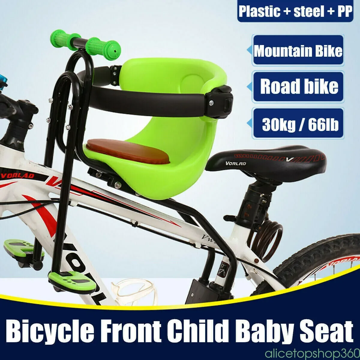 Baby Bike Seat Front Bicycle Seat Chair Carrier Kids Safety Saddle Children Carrier w/Handrail