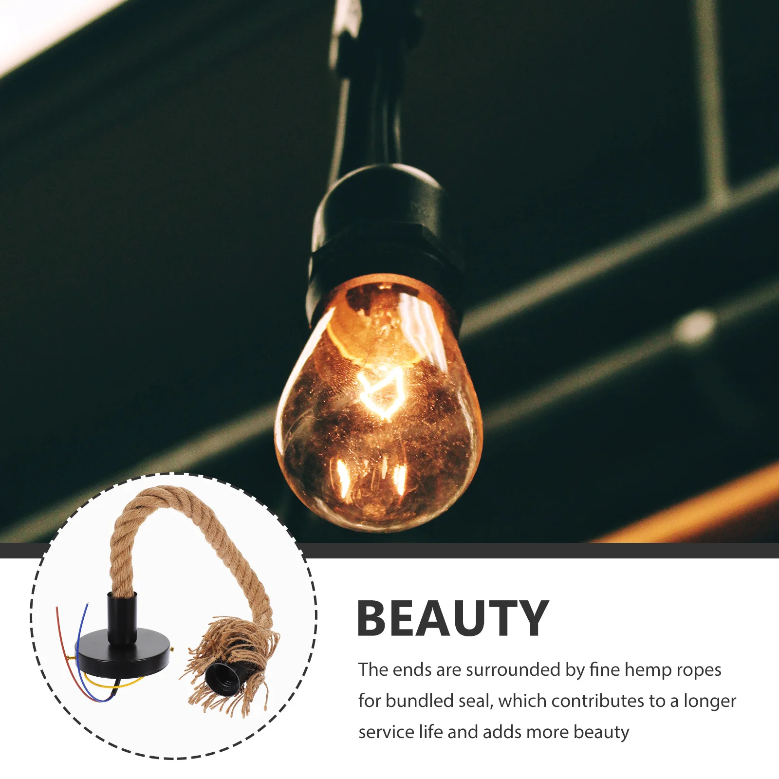 

Hanging Lamp Decorative Lights Pendant Hemp Rope Chandelier Long Lasting Durable Home Bar Shop Restaurant Party
