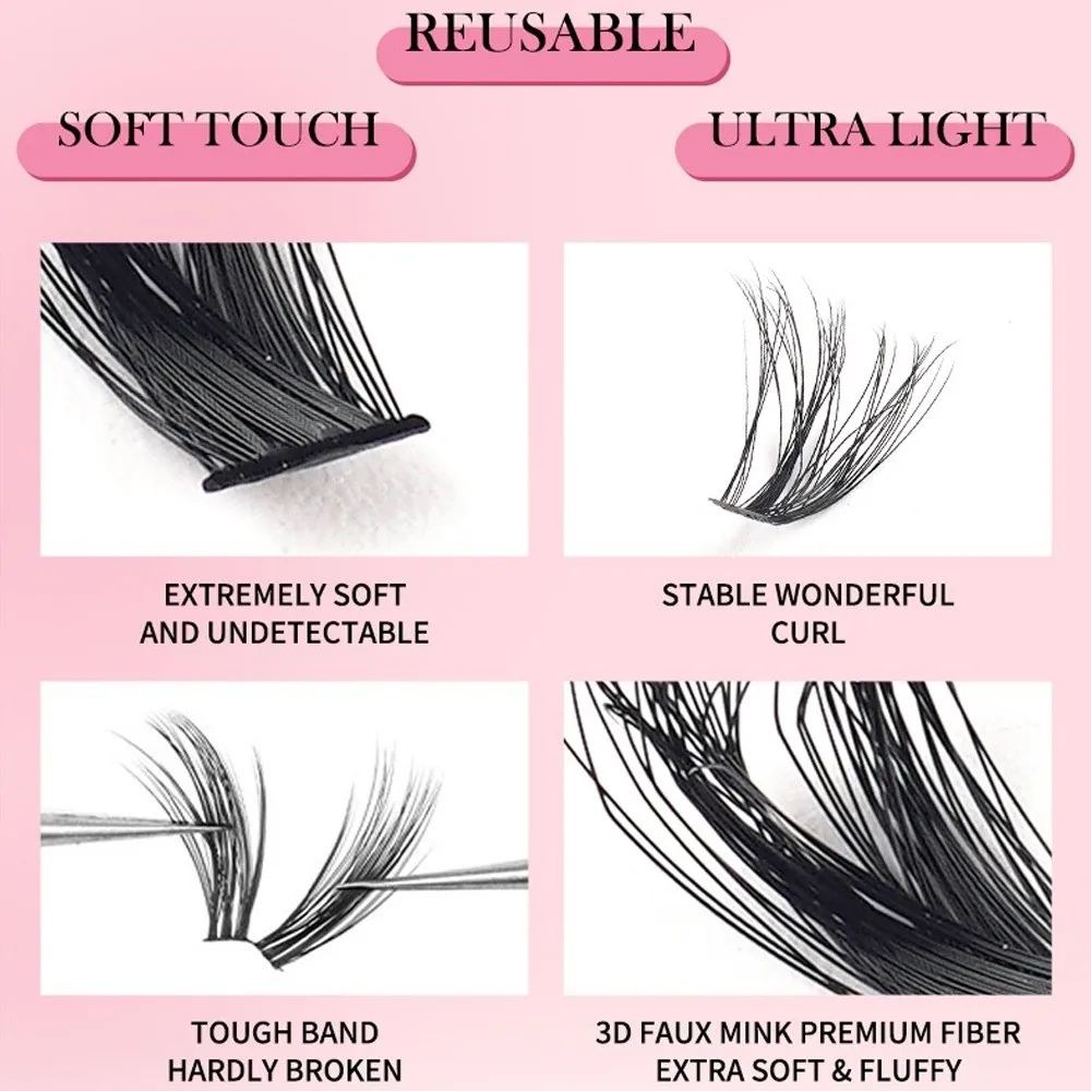 8-18mm Length False Eyelashes Bond and Seal Natural Look 3D Faux Mink Lash Cluster Design Wispy Style Eye Makeup Tools