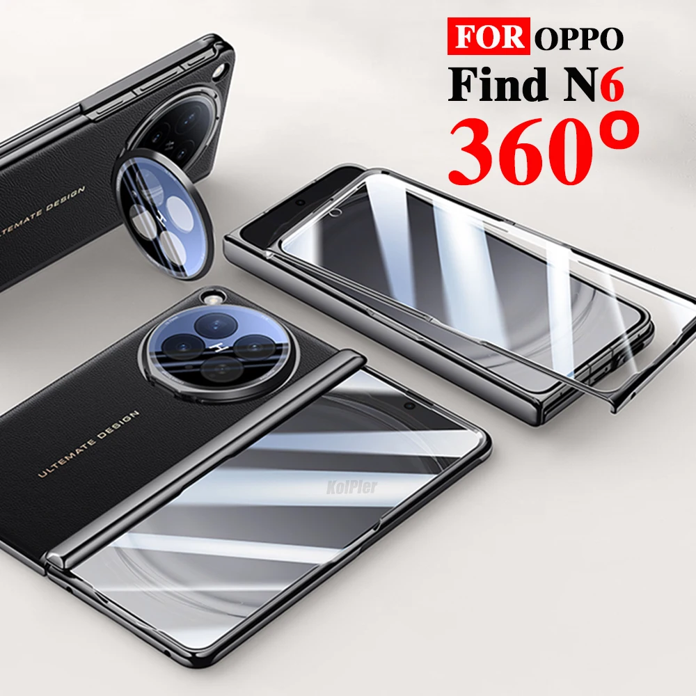 

Luxury Hinge Screen Protector Case for OPPO Find N6 5G 2026 Official Case Shockproof Back Cover Kickstand Skin Plating Case