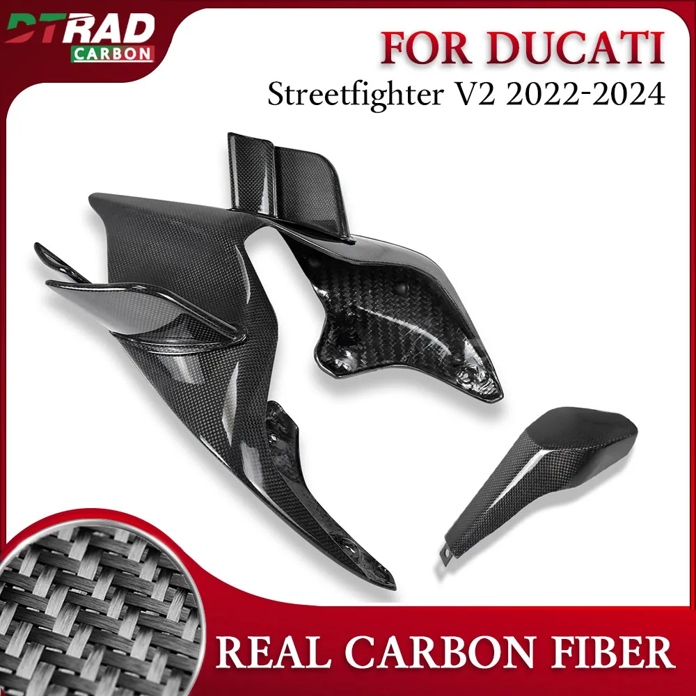 For DUCATI Streetfighter V2 2022-2024 V2 Accessories Carbon Fiber Rear aerodynamic flaps Fairing Kit Motorcycle Rear Seat Cover