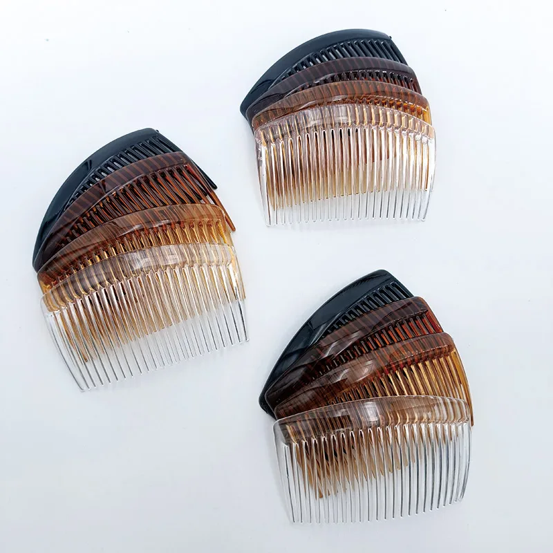 12/50 قطعة مشط الشعر البلاستيكي الجانبي بسيط 23 الأسنان إكسسوارات الشعر عقد قوي مشط الشعر للنساء الفتيات 3 لكل من 4 ألوان