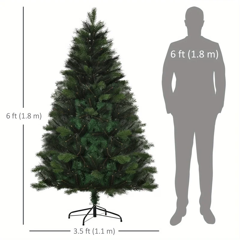 HOMCOM 6ft شجرة عيد الميلاد الاصطناعية شجرة عيد الميلاد عطلة ديكور المنزل، مع وظيفة التوسع التلقائي، الأخضر