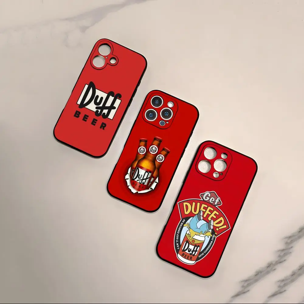 Funda de Teléfono Única y Divertida con Diseño de Cerveza Duff para iPhone 17, 16, E Pro Max, 15, 14, 13 Mini, 12 Pro, 11, XS Max, 7, 8 Plus, Negra, Carcasa Suave