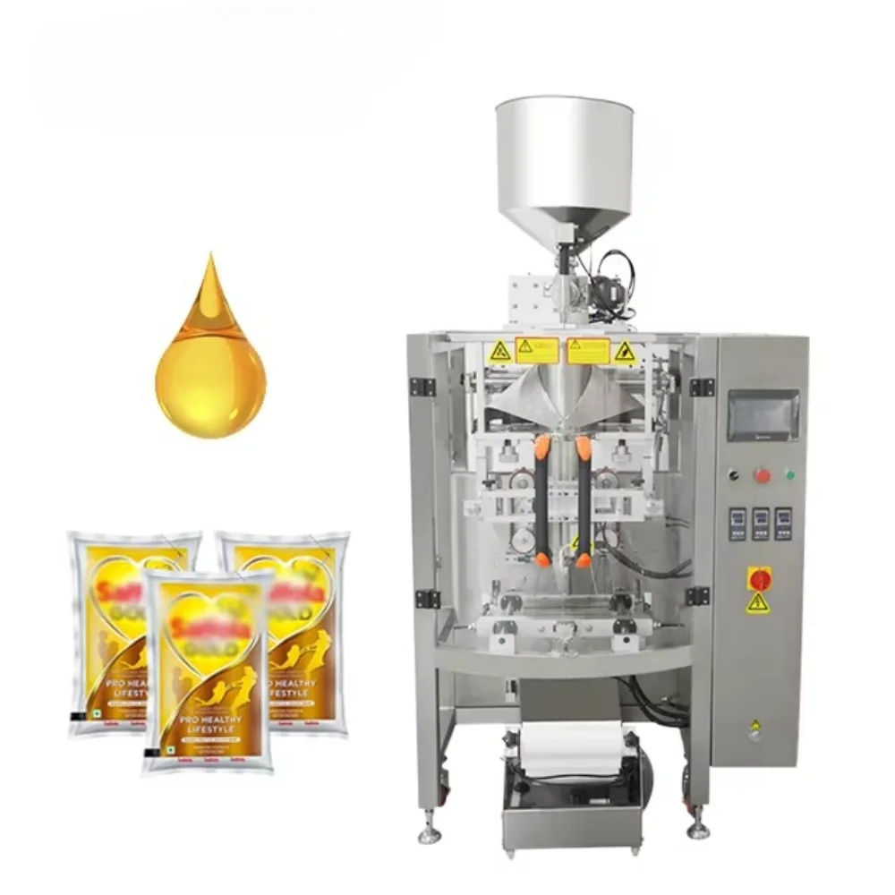 Máquina llenadora y selladora de bolsas de aceite de cocina completamente automática de 1 kg con control PLC para envasado de alimentos