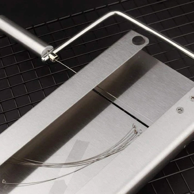 Stainless Steel Cheese Slicer Cutter Accurate Size Scale With Grid Scale Lines Multipurpose Food Cutter with Blade Cheese Cutter