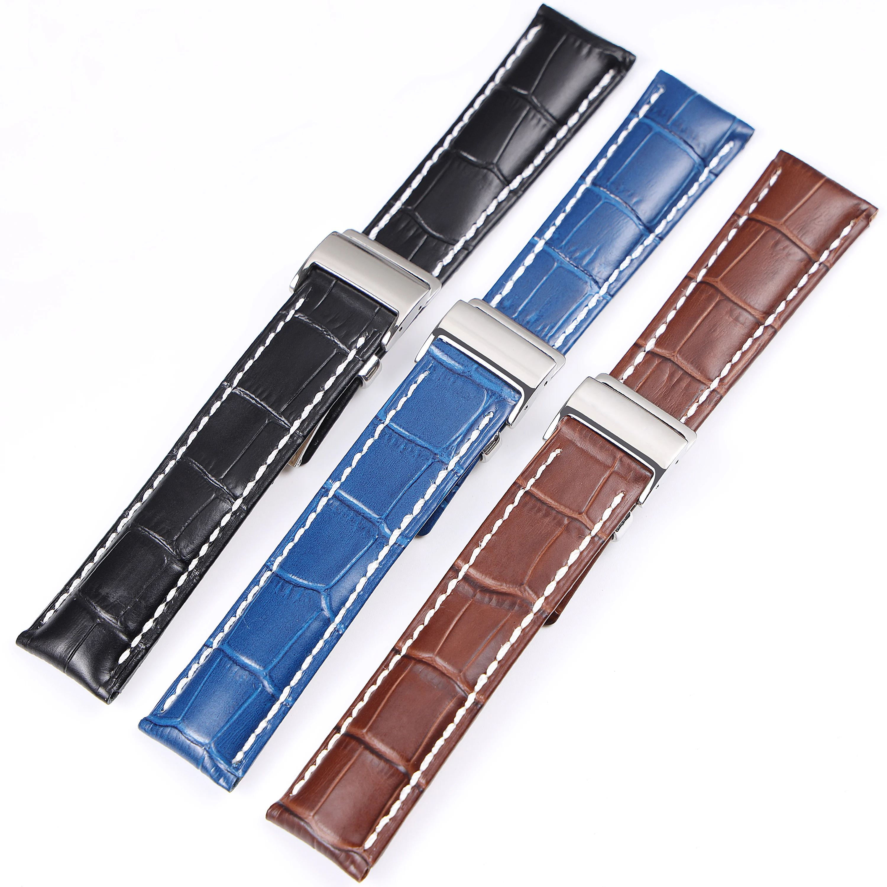 

22/24mm Wristband For Breitling Strap SUPEROCEAN AVENGER NAVITIMER Quality Genuine Leather Watch Band Accessories Fold Buckle