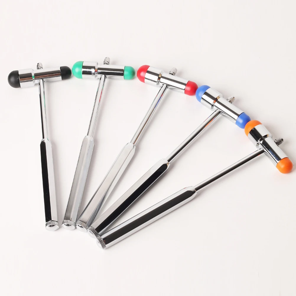 

Reflex Hammer Double-Headed Stainless Steel T-Shape Percussion Hammer With Needle Brush For Nerve Testing Hospital Home Use