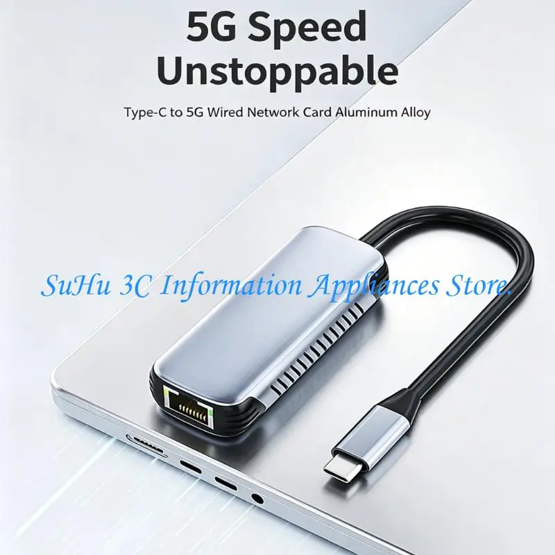 

5Gbps Type C Ethernet Networking Adapter With RJ45 Port Fast Transmission For Computer Tablets Connector