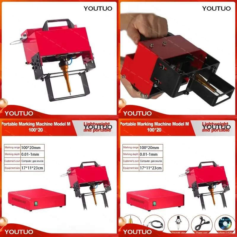 for Portable Metal Pneumatic Dot Peen Marking Machine for VIN Code Frame Chassis Number Motorcycle Engines 100*20MM