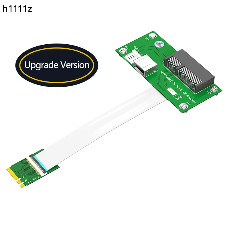 

NGFF M.2 Key A/E to PCI Express X4 + USB2.0 Riser Card with High Speed FPC Cable 4Pin Power Magnetic Pad Horizontal Installation