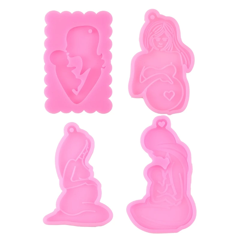 4 Pieces Pregnant Women Fondant Molds Pregnant Mother Cake Keychain Moulds Drop Shipping