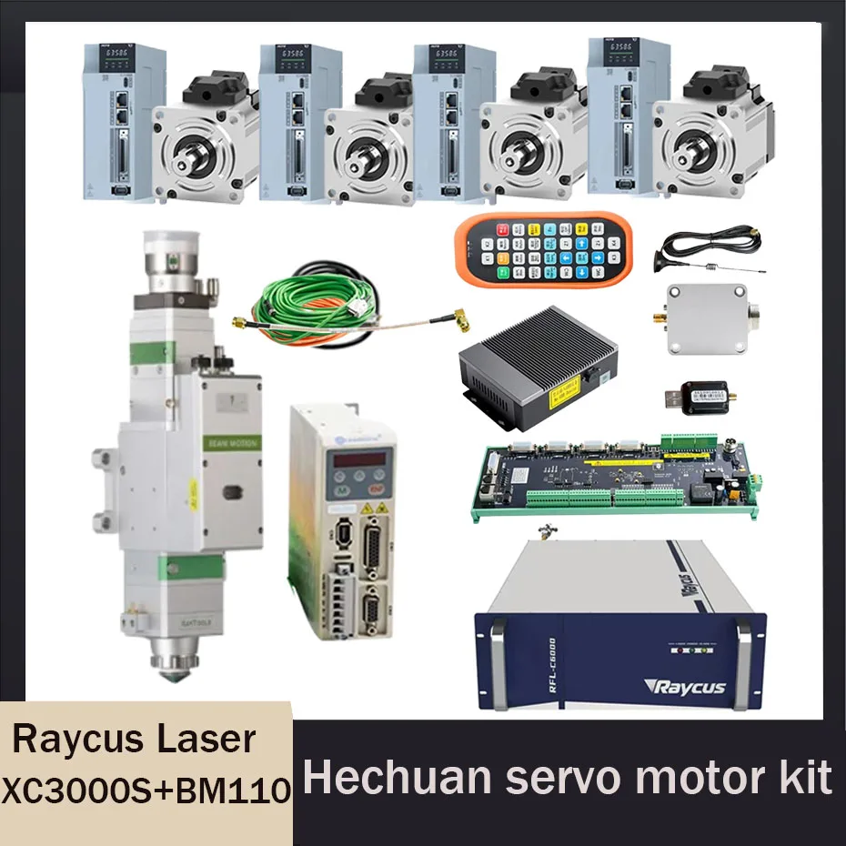 Kit láser Raycus RFL-C020/RFL-C025/RFL-C3000S, XC3000S, RFL-C6000S BM110, servocontrolador Hechuan 750W y 400W con freno