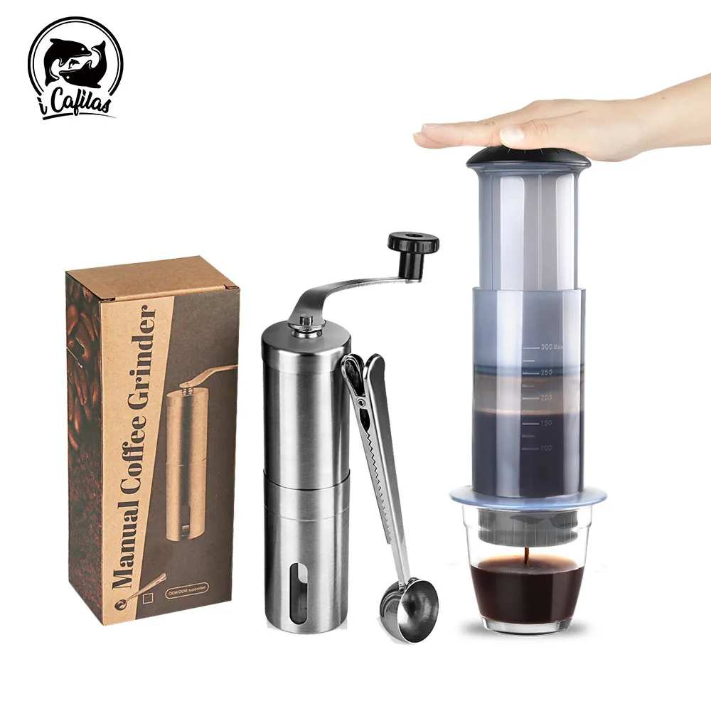 Espresso Coffee Maker Portable Cafe French Press CafeCoffee Pot For AeroPress Machine with Filters Paper Kit with Manual Grinder