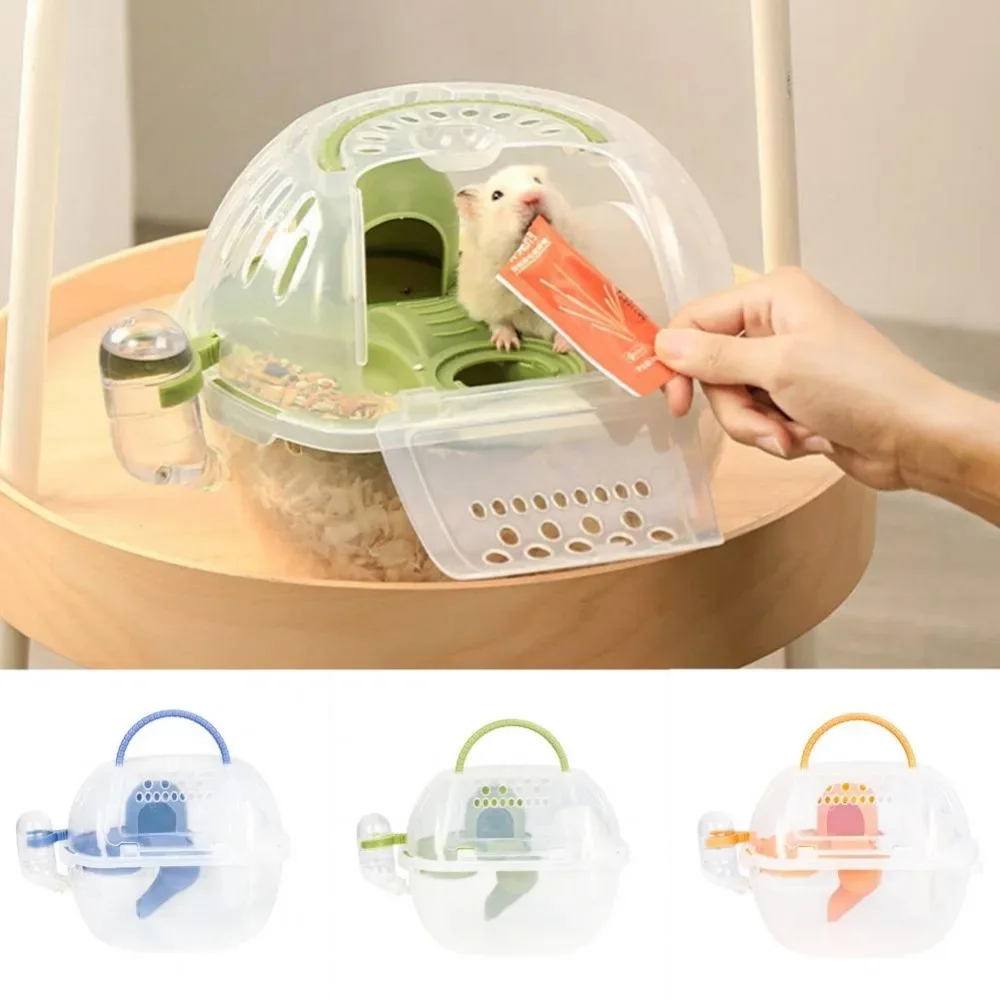 Small Pet Crystals Travel Cage Hand Held Keep Small Animal Warm Indoor Box Hamster Carrier Cage Amusement Park Pet Accessories