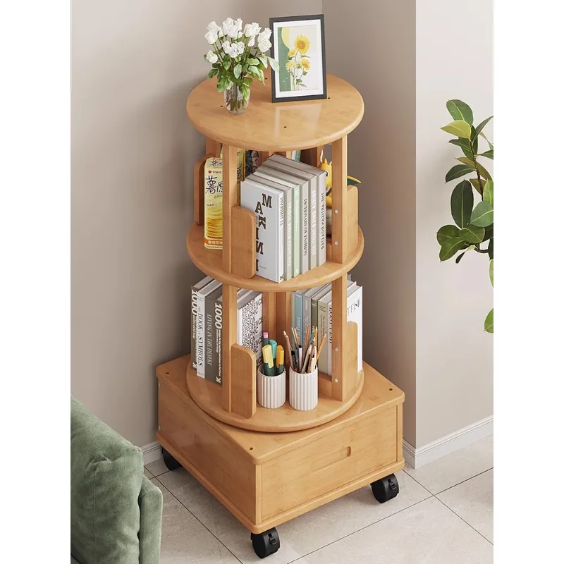 

Living room rotating bookshelf bookcase space-saving children's floor-to-ceiling picture book rack simple household student