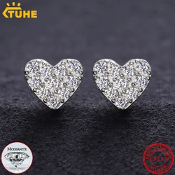 Top Quality Unisex Heart 100% 925 Silver Earrings Fashion Classic Moissanite Earring For Women Jewelry