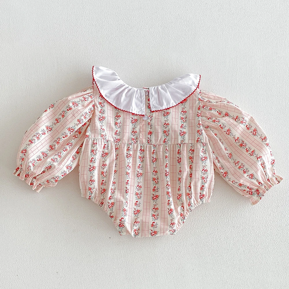 Baby Girls Rompers Summer Infant Girls Fashion Floral Long Sleeve Ruffles Jumpsuit Newborn Baby Bodysuits Fall Baby Girl Clothes