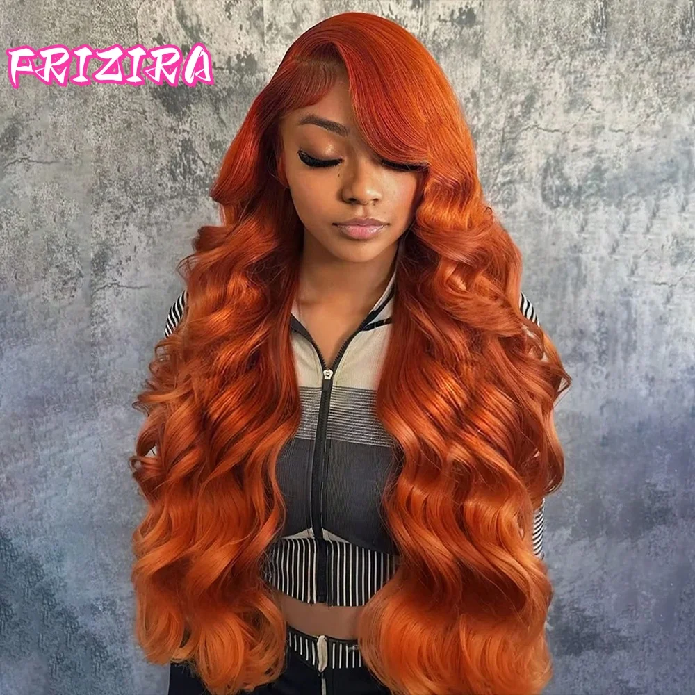 # Peruki typu lace front z włosów naturalnych, 350 Ginger Orange, 13x6 HD, gęstość 210%, body wave, peruka z prawdziwych ludzkich włosów 100%