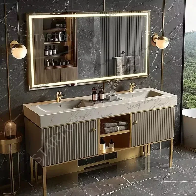 PG Custom Dupont Corian Log Style Bathroom Vanity Combo with Integrated Sink Kitchen Sink Master Bathroom Furniture