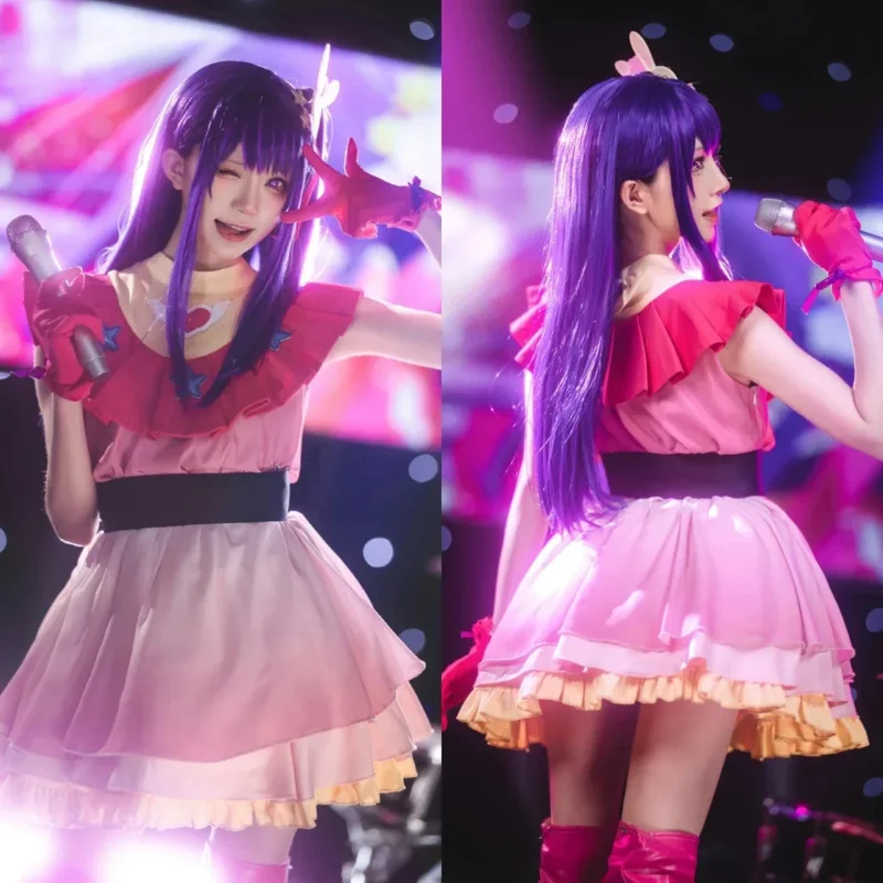 Ai Hoshino تأثيري أنيمي زي OSHI NO KO فستان لوليتا تنورة موحدة ملابس حفلات الهالوين للفتيات النساء الاطفال