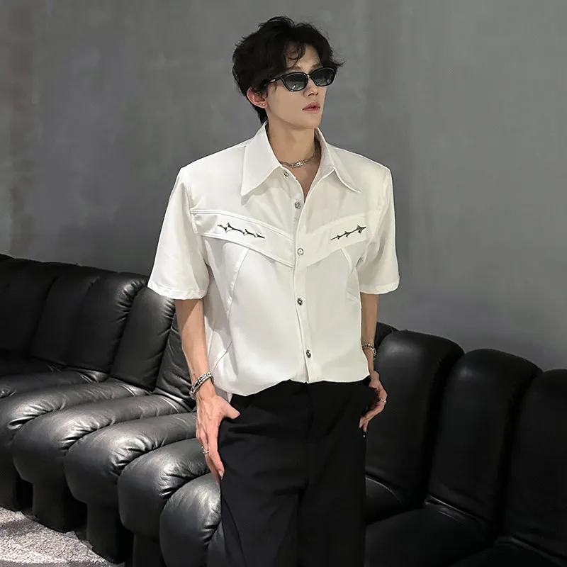 Men's New Renaissance Short Sleeve Shirt 2026 summer Design Splicing Fashion Elegant Streetwear Retro Party Top