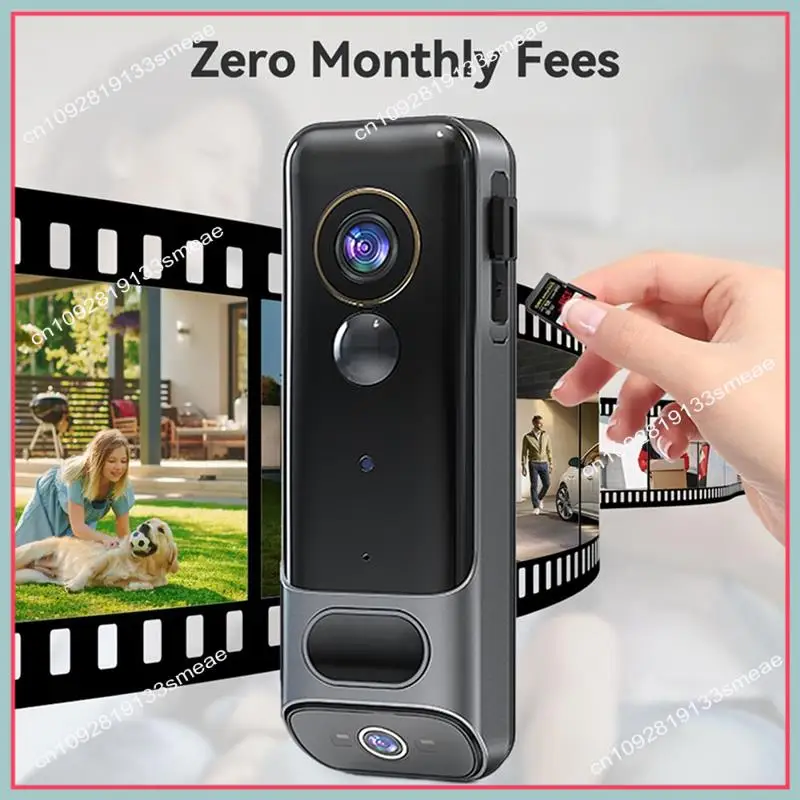 N94R Dual Doorbell Camera Wireless No Subscription,2K Smart Door Camera Wireless,With AI Human Detection, Night Vision