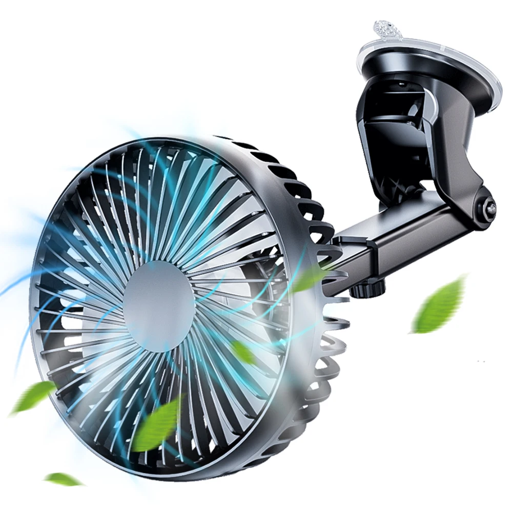 

12V/24V Windshield Desk Fan 360 Degree Adjustable Suction Cup Car Dashboard Fan 3 Speeds Mini Car Fan Auto Single Head Fan