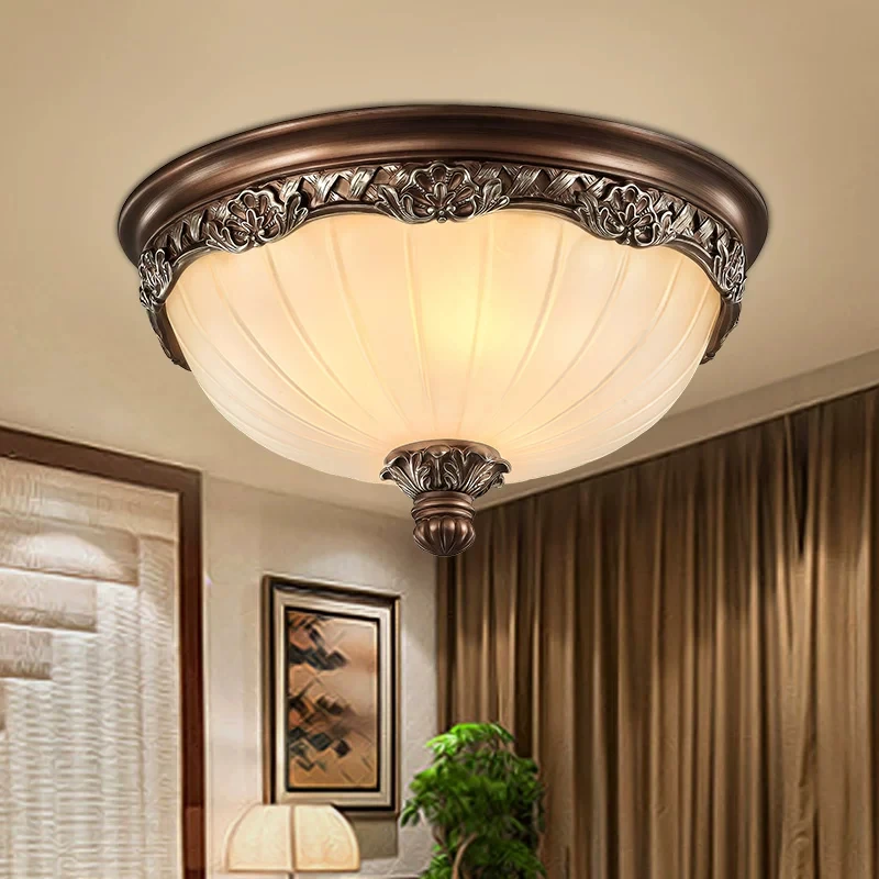 Vintage Coffee Resin Surface Mount Ceiling Lamp Vertical Striped Glass Shade Bedroom Living Room Hallway Kitchen Bathroom Indoor