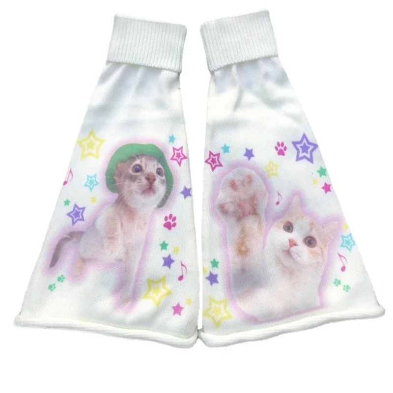 Kawaii Leg Warmers Cat Cartoon Pile Socks Lolita Cute Knitted Leg Cover Y2k Star Japanese JK Accessories Leg Sock Cosplay