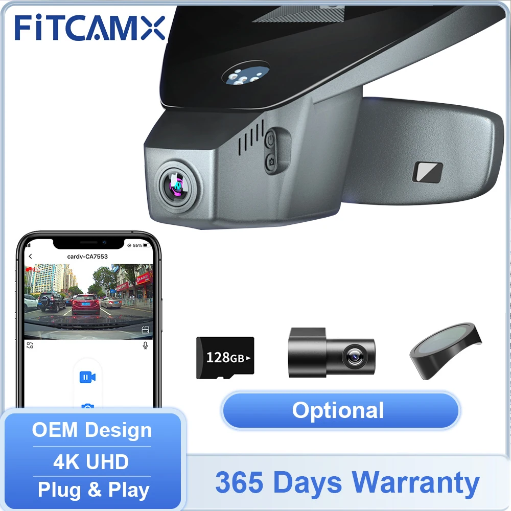 FITCAMX Dashcam für VW Passat 2016-2026, 4K-Kamera mit WLAN für Transporter T6 T6.1 2015-2025 & Atlas 2018 - 2026