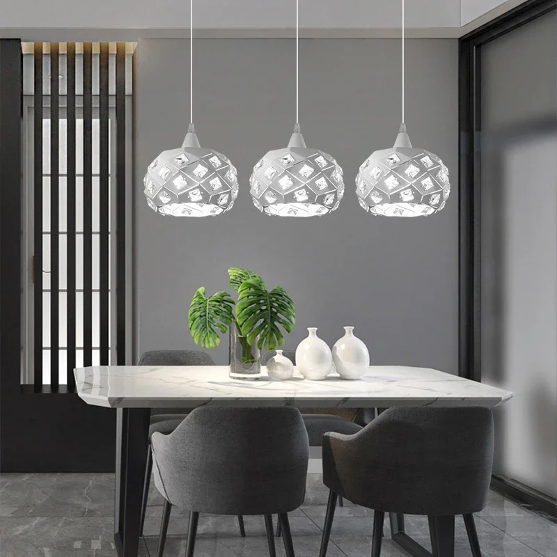 Modern Minimalist Nordic Chandelier Lighting Design Restaurant Lights Three Heads Dining Room Bar Lighting Crystal Pendant Lamp