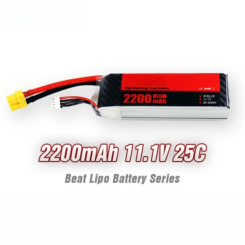 11.1V 2200mAh 3S 25C Replace Rechargeable Lipo Battery for Model Aircraft and Remote - Controlled Cars Battery with XT60 Plug