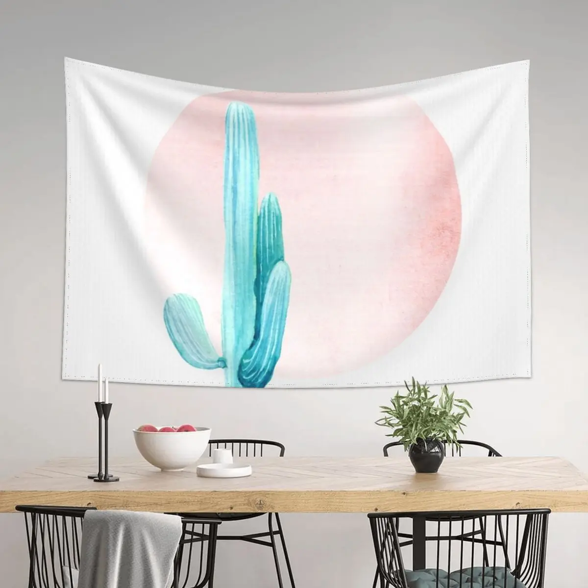 

Elegant Cactus Rosegold Pink and Turquoise Desert Cacti Home Decor Tapestry Wall Mural Wallpaper Art Mural Cute Decor Tapestry