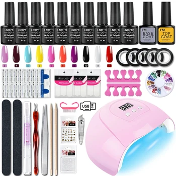 Gel Varnish Kit Professional Nail Gel Set With Nail Lamp Soak Off Nail Gel Polish Kit…