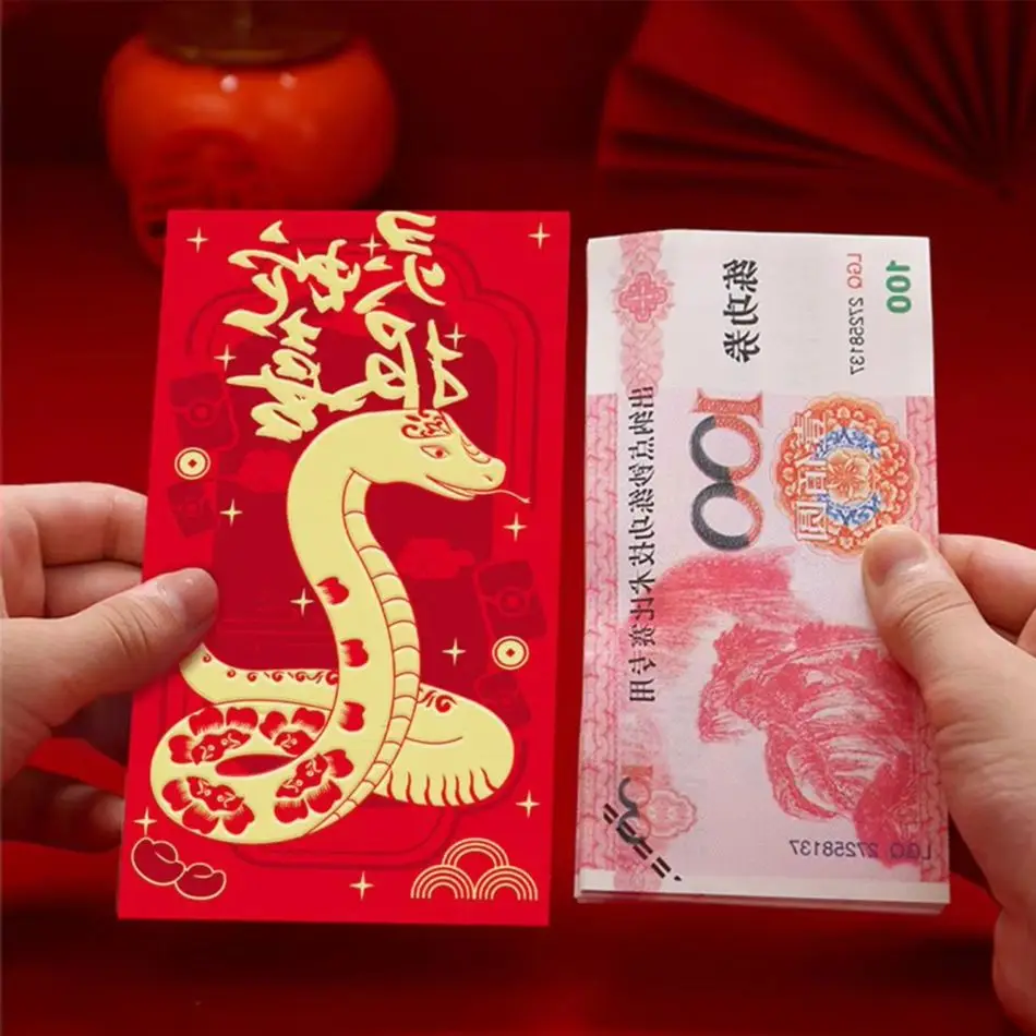 6 قطعة المظاريف الحمراء 2025 سنة الأفعى المغلفات الحمراء الصينية السنة القمرية الجديدة جيب المال محظوظ لمهرجان الربيع