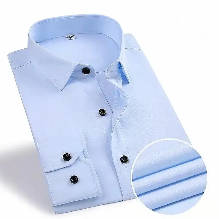 

Рубашка мужская стрейчевая с длинным рукавом, удобная классическая сорочка, однотонная приталенная, для свадьбы, офиса, белая, A2F706
