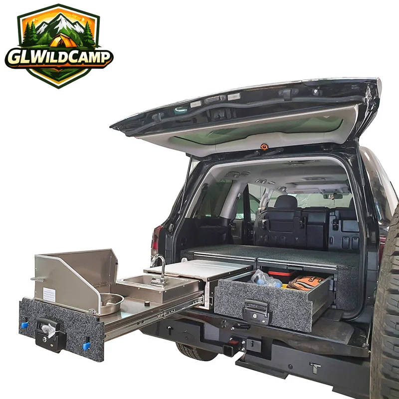 Car Drawer with Kitchen Rear Cargo Storage Box for Toyota Hilux 2005 on Rear Drawer SystemFor Ram ranger hilux np300 tacoma