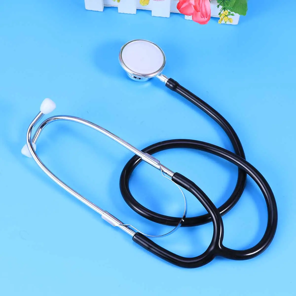 Dual Head Stethoscope Aid Black Portable Device for Auscultation Heart Lung Organ Diagnosis Clear Sound Noise Free